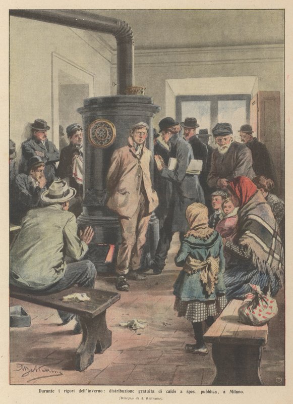 During the Harsh Winter, Free Distribution of Warm Food at Public Expense in Milan by Achille Beltrame