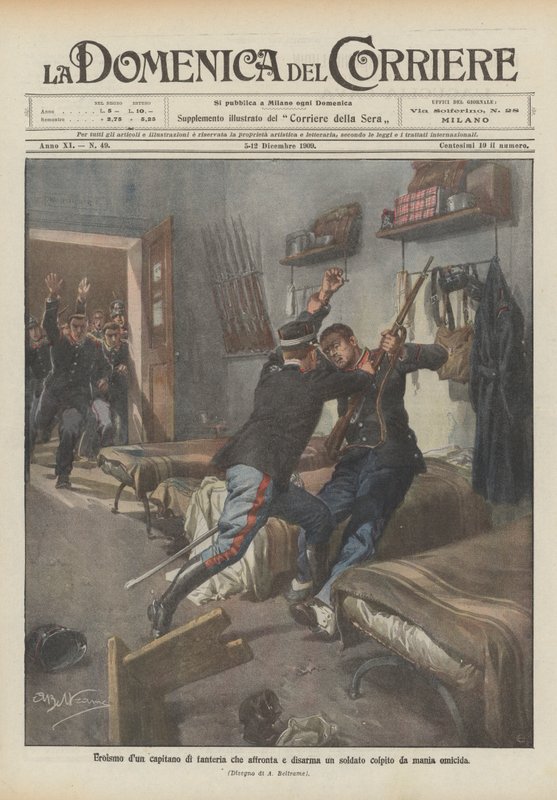 Heroism of an Infantry Captain Who Confronts and Disarms a Soldier Struck by Homicidal Mania by Achille Beltrame