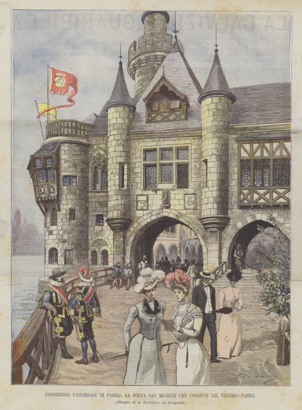 Paris Universal Exposition, the Saint Michael Gate Leading to Old Paris by Achille Beltrame