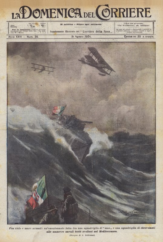 Between sky and armed sea, an exciting fight between a squadron of MAS and a squadron by Achille Beltrame