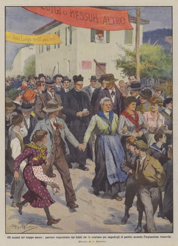 Excesses of too much love, priest kidnapped by parishioners to prevent him from... by Achille Beltrame