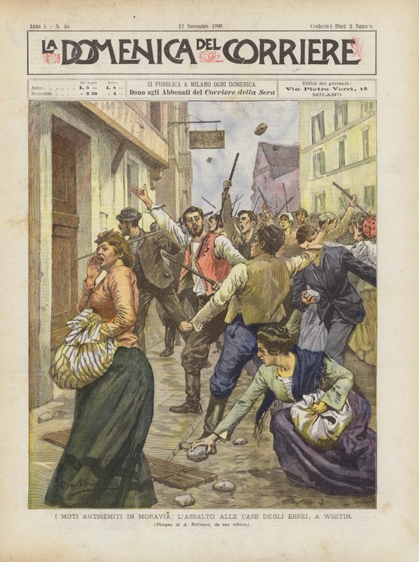 The Anti-Semitic Riots in Moravia, The Assault on Jewish Houses, in Wsetin by Achille Beltrame