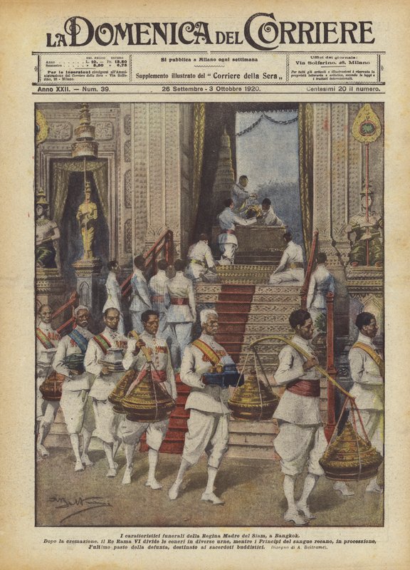 The Characteristic Funerals of the Queen Mother of Siam in Bangkok by Achille Beltrame