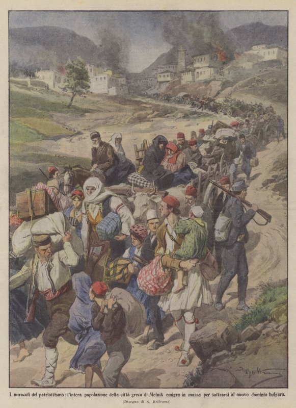 The Miracles of Patriotism, the Entire Population of the Greek City of Melnik Emigrates En Masse by Achille Beltrame