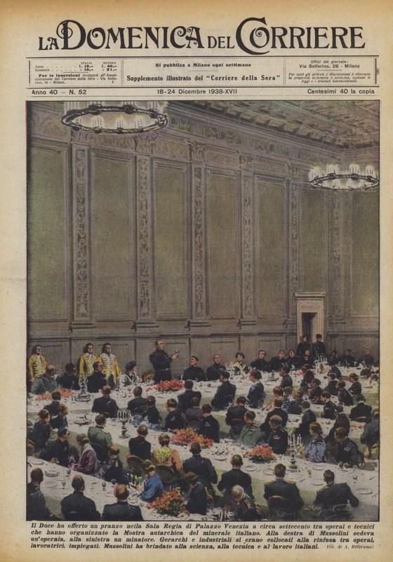 The Duce Hosted a Lunch in the Sala Regia of Palazzo Venezia for About Seven Hundred Workers by Achille Beltrame