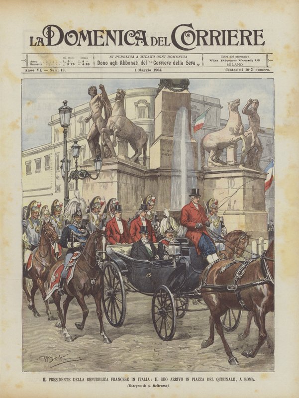 The President of the French Republic in Italy, His Arrival in Piazza del Quirinale, Rome by Achille Beltrame