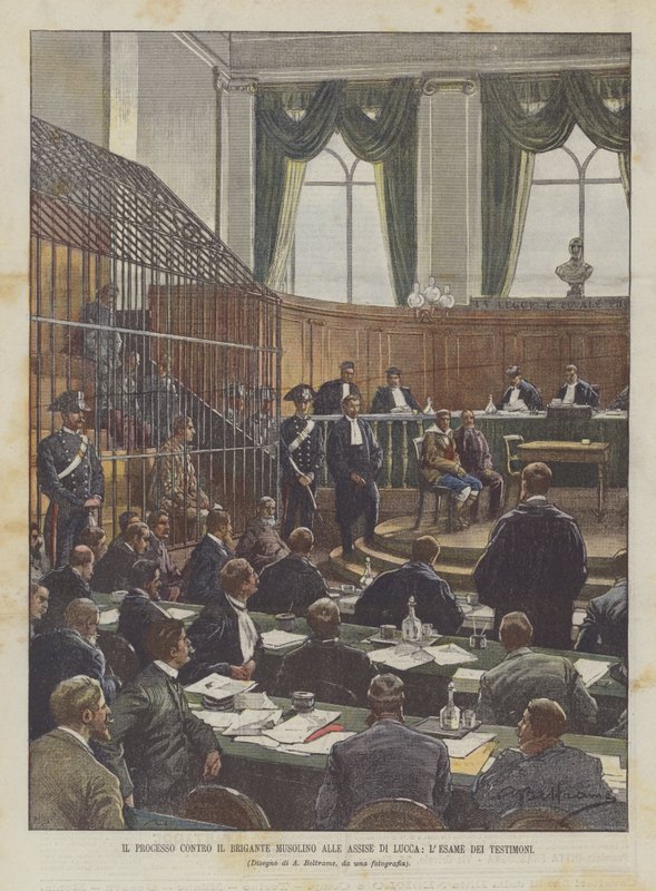 The Trial Against the Brigand Musolino at the Assizes of Lucca, the Examination of the Witnesses by Achille Beltrame