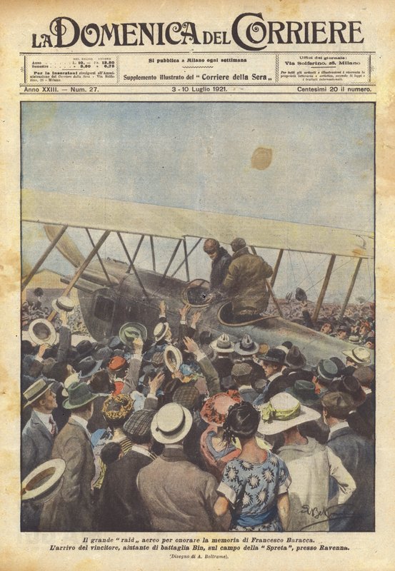 The great air raid to honor the memory of Francesco Baracca by Achille Beltrame