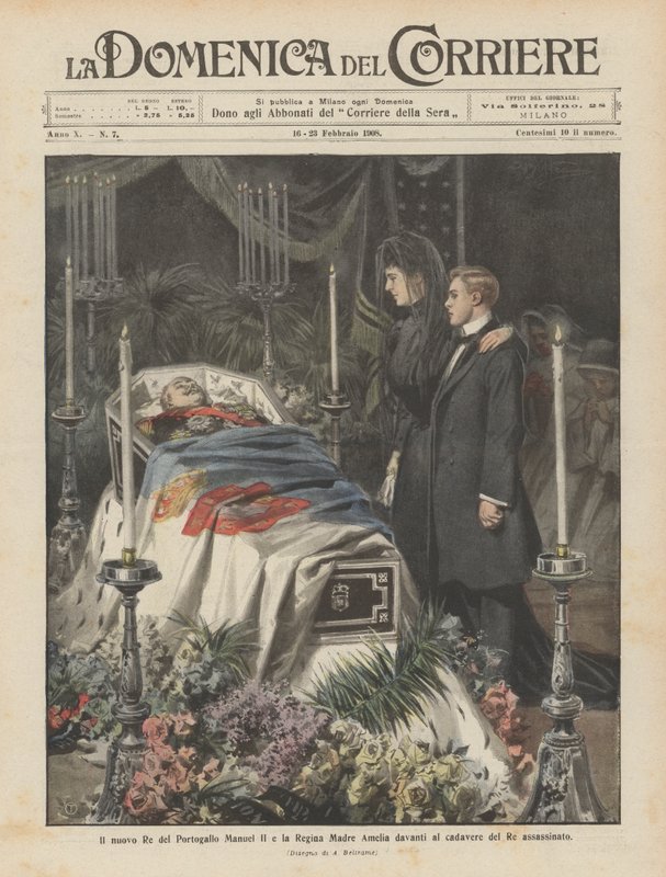 The New King of Portugal Manuel II and Queen Mother Amelia Before the Body of the Assassinated King by Achille Beltrame