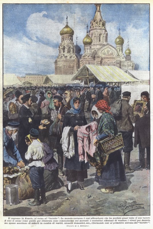 The Regression in Russia, Returning to Barter by Achille Beltrame