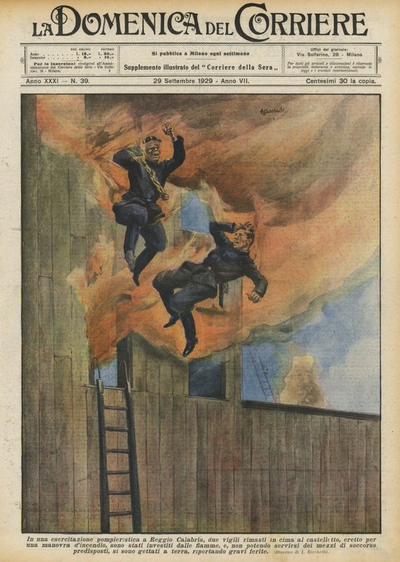 During a Fire Drill in Reggio Calabria, Two Firefighters Left at the Top of the Tower? by Achille Beltrame