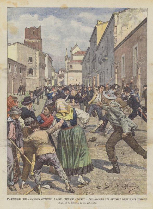 The Agitation in Calabria Citeriore, the Serious Disorders in Cassano-Jonio to Obtain New Railways by Achille Beltrame