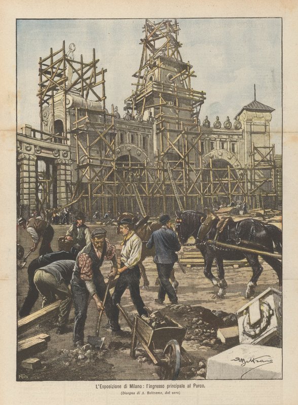 The Milan Exhibition, the Main Entrance to the Park by Achille Beltrame