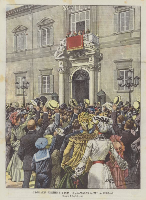 Emperor Wilhelm II in Rome, The Cheers in Front of the Quirinal by Achille Beltrame