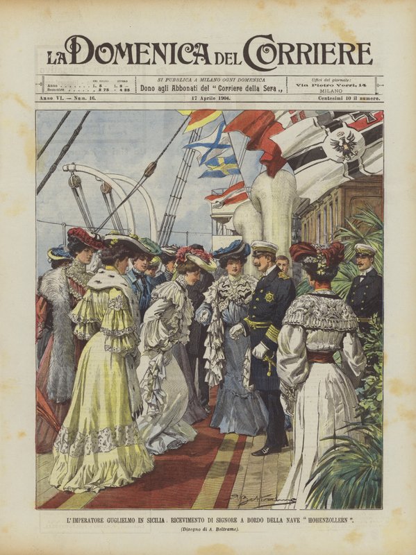 Emperor Wilhelm in Sicily, Reception of Ladies on Board the Hohenzollern Ship by Achille Beltrame