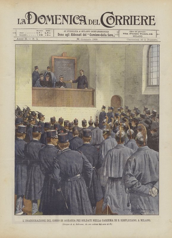 The Inauguration of the Agricultural Course for Soldiers at the S. Simpliciano Barracks, in Milan by Achille Beltrame