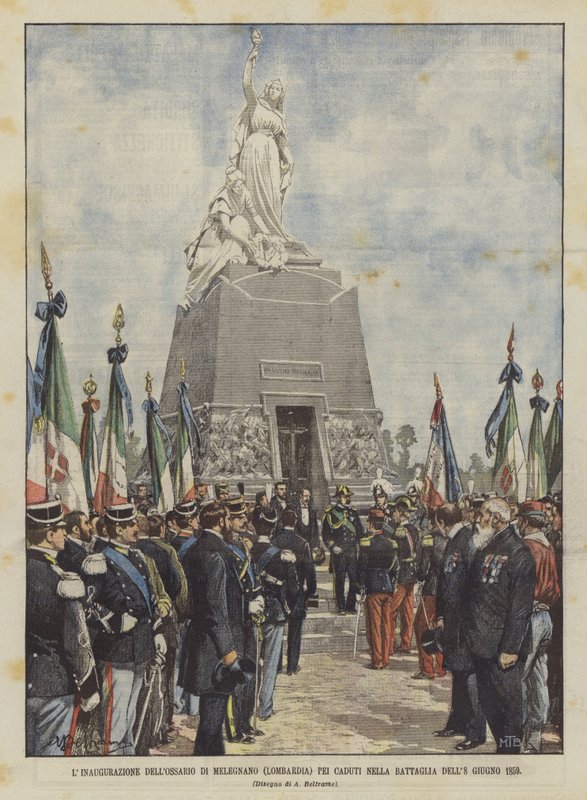 The Inauguration of the Ossuary of Melegnano (Lombardy) for the Fallen in the Battle of June 8, 1859 by Achille Beltrame