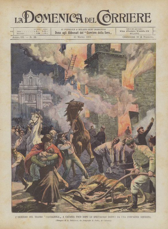 The Fire at the Castagnola Theater in Catania Shortly After the Show by an Equestrian Company by Achille Beltrame