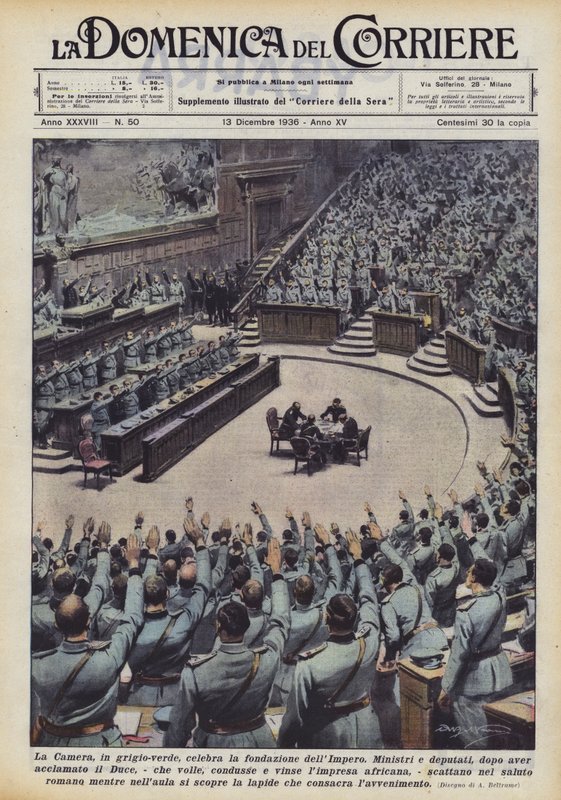 The Room, in gray-green, celebrates the foundation of the Empire by Achille Beltrame