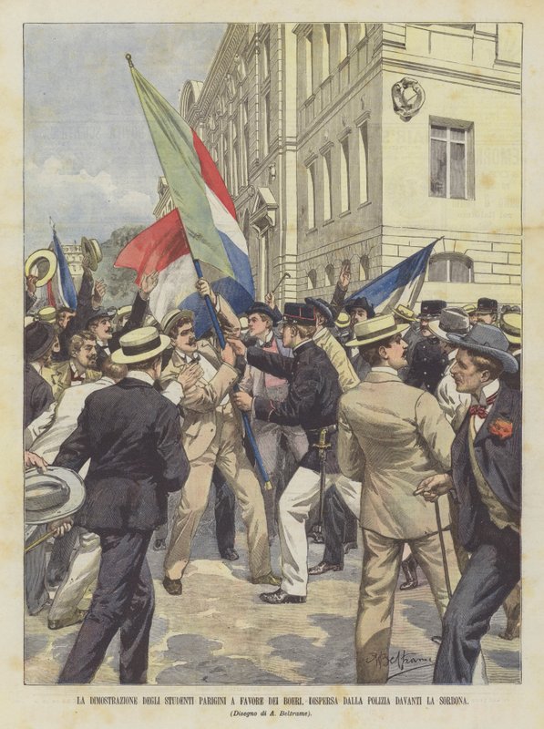 The Demonstration of Parisian Students in Favor of the Boers, Dispersed by the Police in Front of the Sorbonne by Achille Beltrame