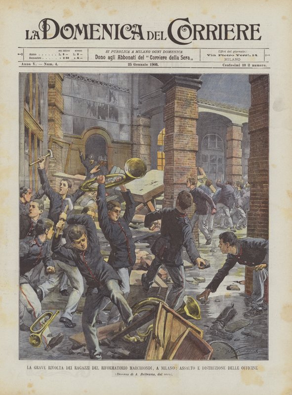 The Serious Revolt of the Boys of the Marchiondi Reformatory in Milan, Assault and Destruction of the Workshops by Achille Beltrame