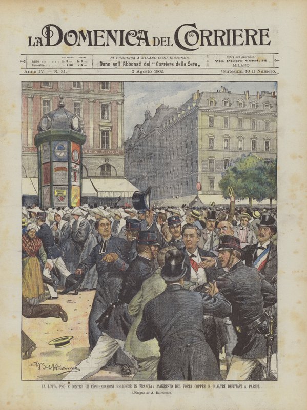 The Struggle For and Against Religious Congregations in France, The Arrest of the Poet Coppee and Other Deputies in Paris by Achille Beltrame
