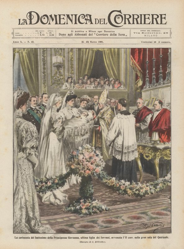 The Baptism Ceremony of Princess Giovanna, Last Daughter of the Sovereigns by Achille Beltrame