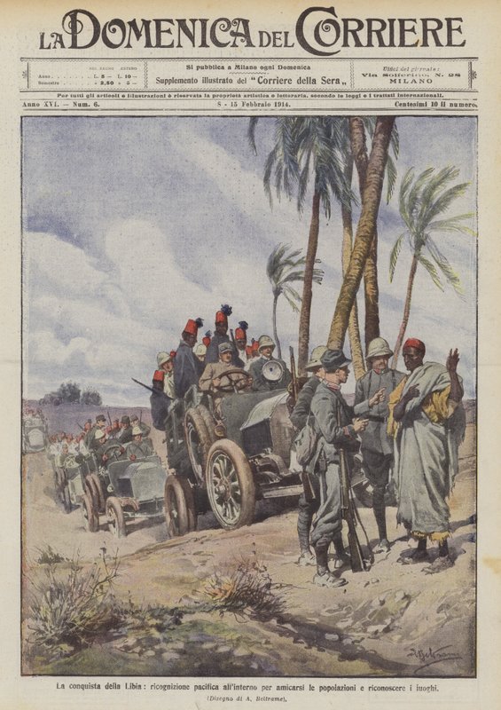 The Conquest of Libya, Peaceful Reconnaissance to Befriend the Populations and Recognize the Places by Achille Beltrame