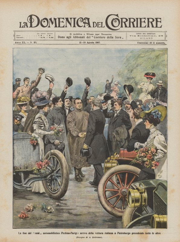 The End of the Beijing-Paris Car Raid, Arrival of the Italian Car in St. Petersburg by Achille Beltrame