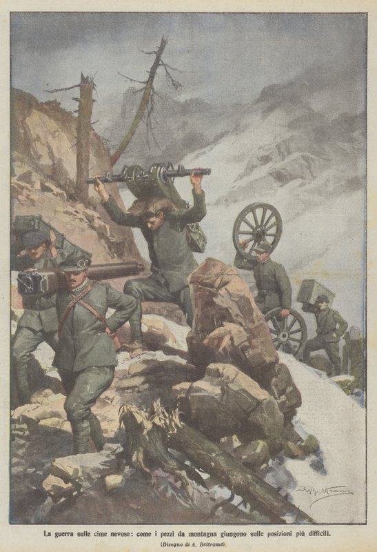 The War on Snowy Peaks, How Mountain Guns Reach the Most Difficult Positions by Achille Beltrame