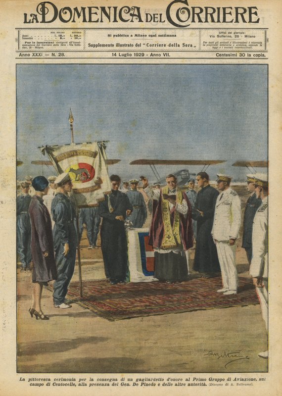 The Picturesque Ceremony for the Delivery of an Honor Banner to the First Aviation Group? by Achille Beltrame