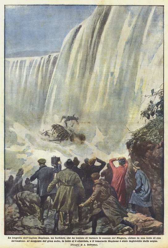 The Tragedy of the Englishman Stephens, a Barber, Who Attempted to Cross Niagara Falls by Achille Beltrame