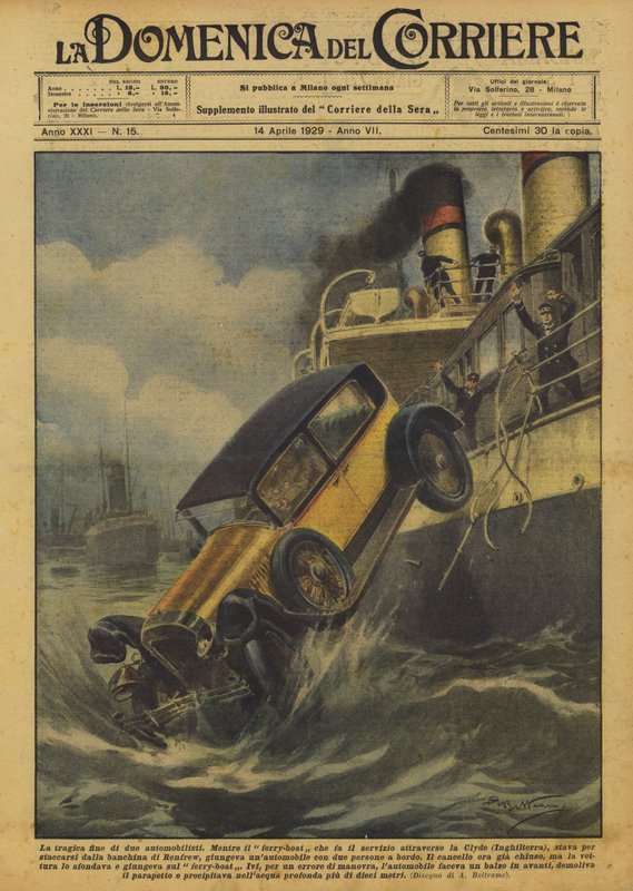 The tragic end of two motorists by Achille Beltrame