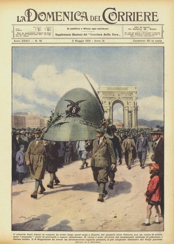 The Gathering of Retired Alpini in Genoa at Victory Square by Achille Beltrame