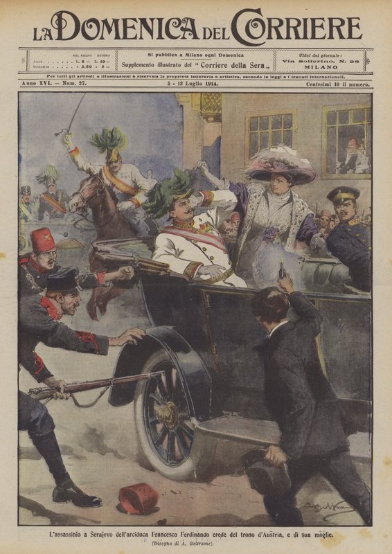 Assassination in Sarajevo of Archduke Franz Ferdinand, Heir to the Austrian Throne, and His Wife by Achille Beltrame