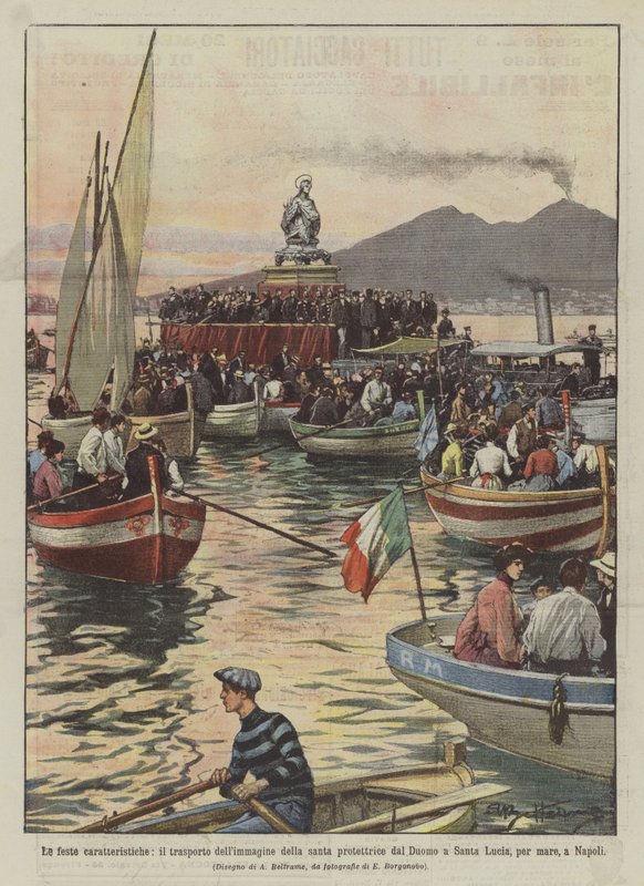 The Characteristic Festivals, the Transport of the Image of the Patron Saint from the Cathedral to Santa by Achille Beltrame