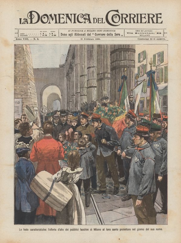 Characteristic Festivals, the Offering of Oil by the Public Porters of Milan to Their Saint by Achille Beltrame