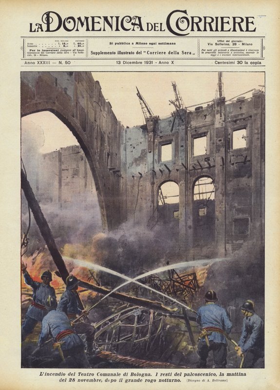 The Fire at the Municipal Theater of Bologna by Achille Beltrame