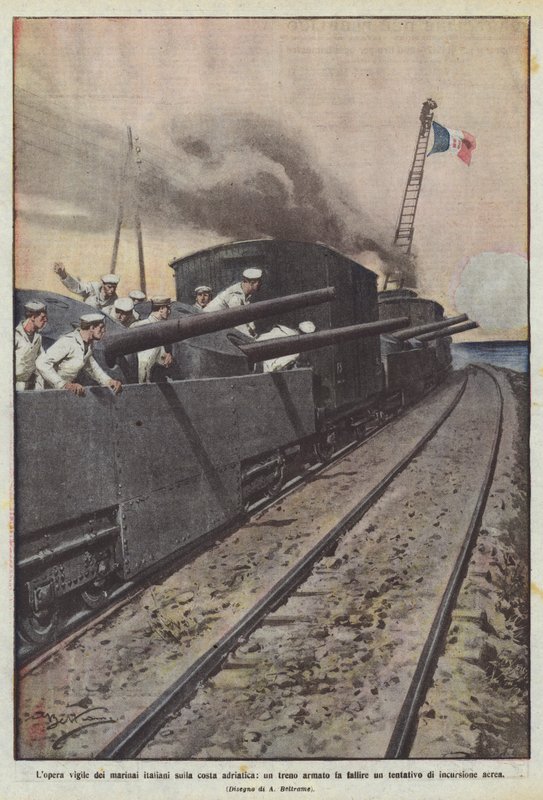 The Vigilant Work of Italian Sailors on the Adriatic Coast, an Armed Train Thwarts an Attempt by Achille Beltrame