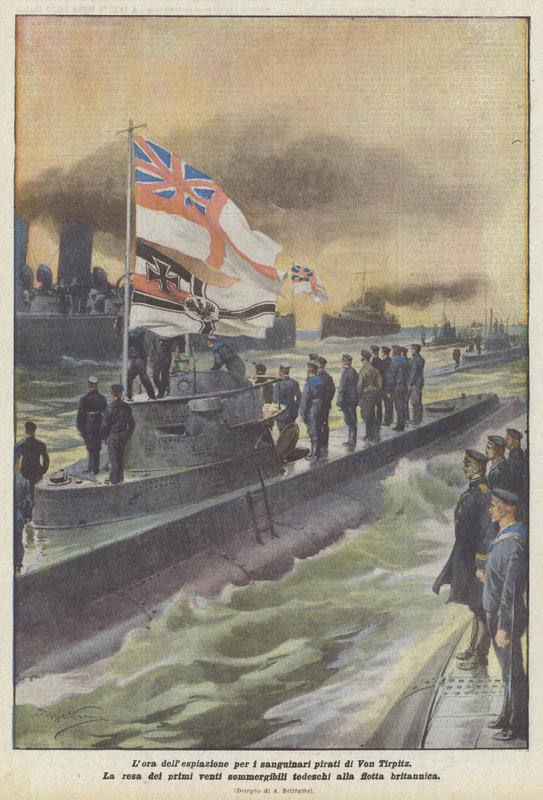 The Hour of Atonement for the Bloodthirsty Pirates of Von Tirpitz by Achille Beltrame