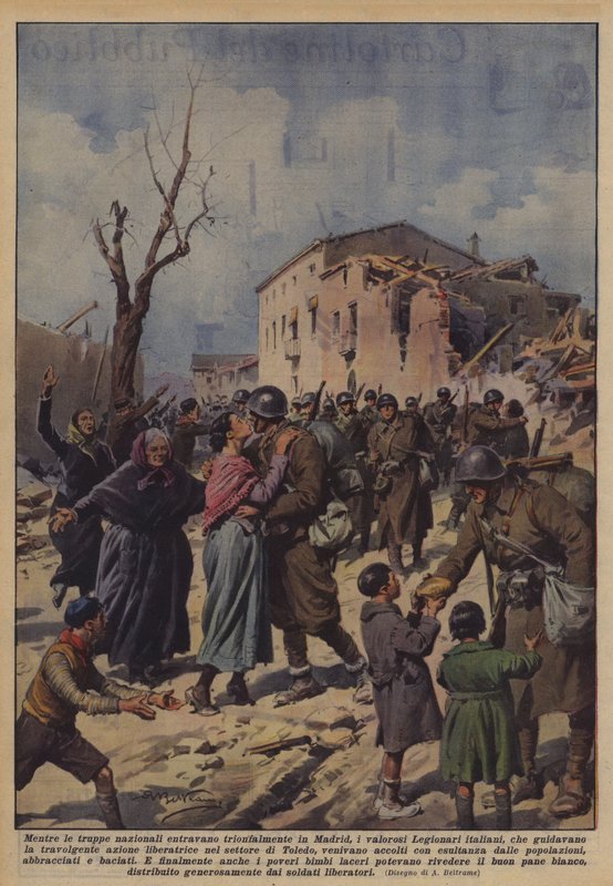 While National Troops Triumphantly Entered Madrid, the Brave Italian Legionnaires by Achille Beltrame