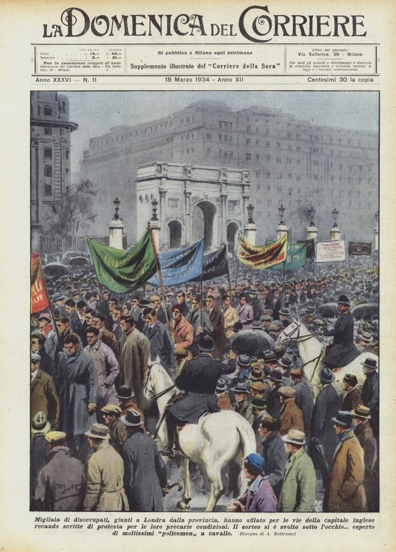 Thousands of Unemployed, Arriving in London from the Provinces, Marched Through the Streets of the Capital by Achille Beltrame