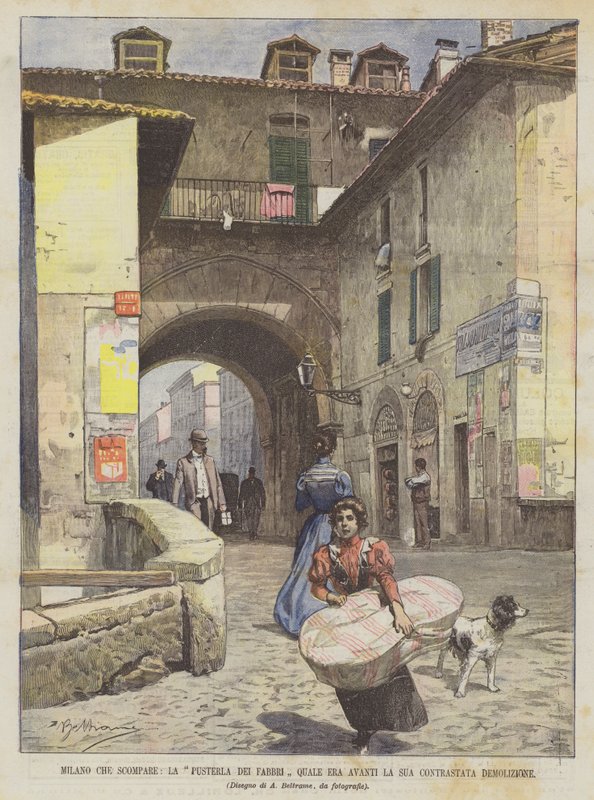 Disappearing Milan, the Pusterla dei Fabbri as It Was Before Its Controversial Demolition by Achille Beltrame
