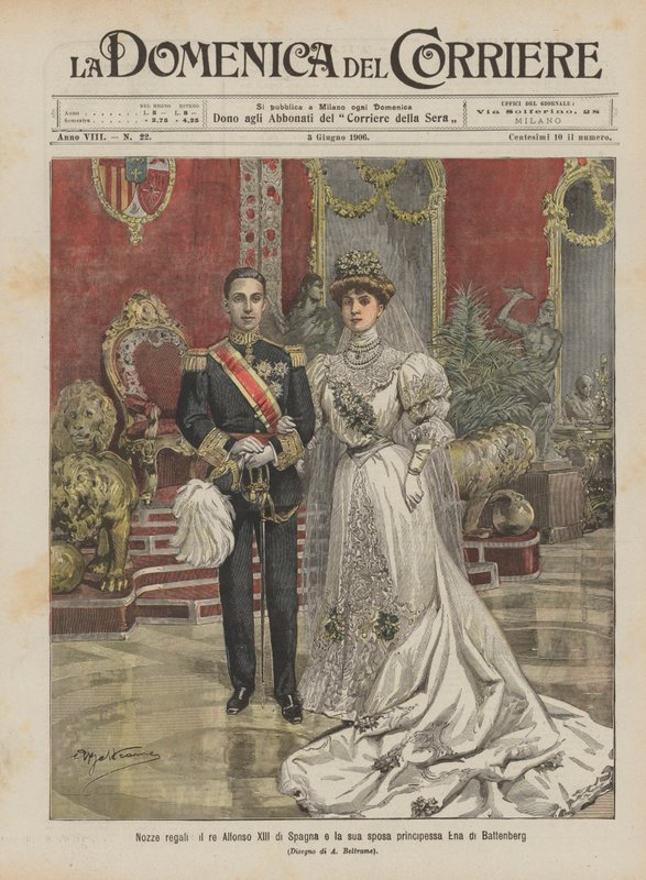 Royal wedding, King Alfonso XIII of Spain and his bride Princess Ena of Battenberg by Achille Beltrame