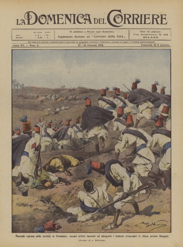 Partial Resumption of Hostilities in Cyrenaica, Eritrean Ascari Chasing the Bedouins by Achille Beltrame