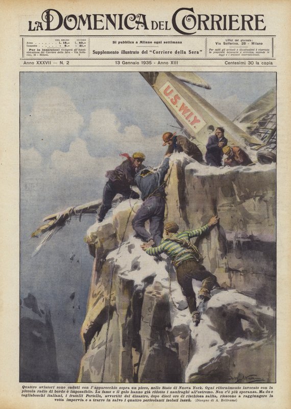 Four Aviators Fell with the Aircraft on a Peak in the State of New York by Achille Beltrame