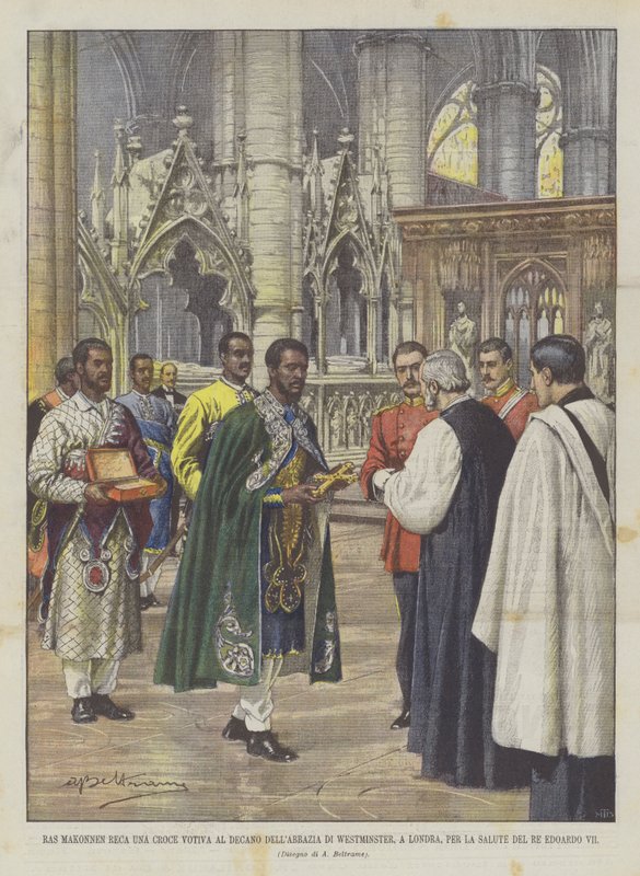 Ras Makonnen Bringing a Votive Cross to the Dean of Westminster Abbey in London for Health by Achille Beltrame