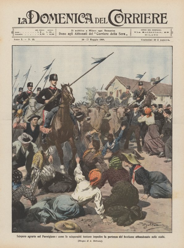 Agrarian strike in the Parmesan region, how the strikers try to prevent the departure of the livestock by Achille Beltrame