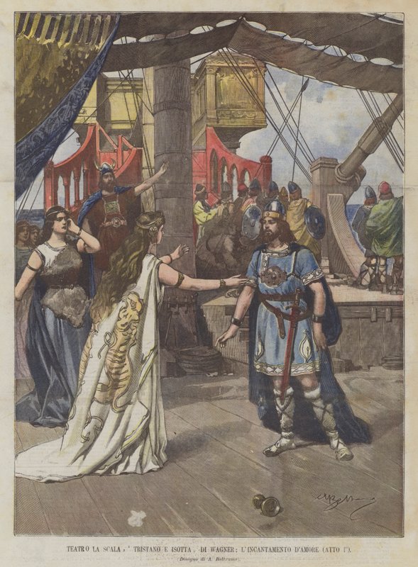 La Scala Theater, Tristan and Isolde, by Wagner; The Love Enchantment (Act I) by Achille Beltrame