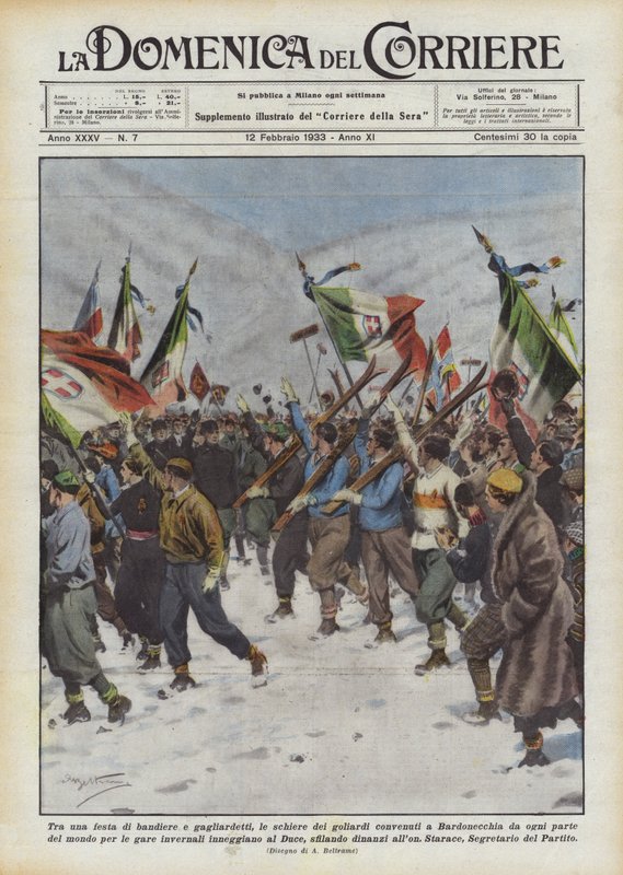 Amidst a Festival of Flags and Banners, the Ranks of Students Gathered in Bardonecchia from All... by Achille Beltrame